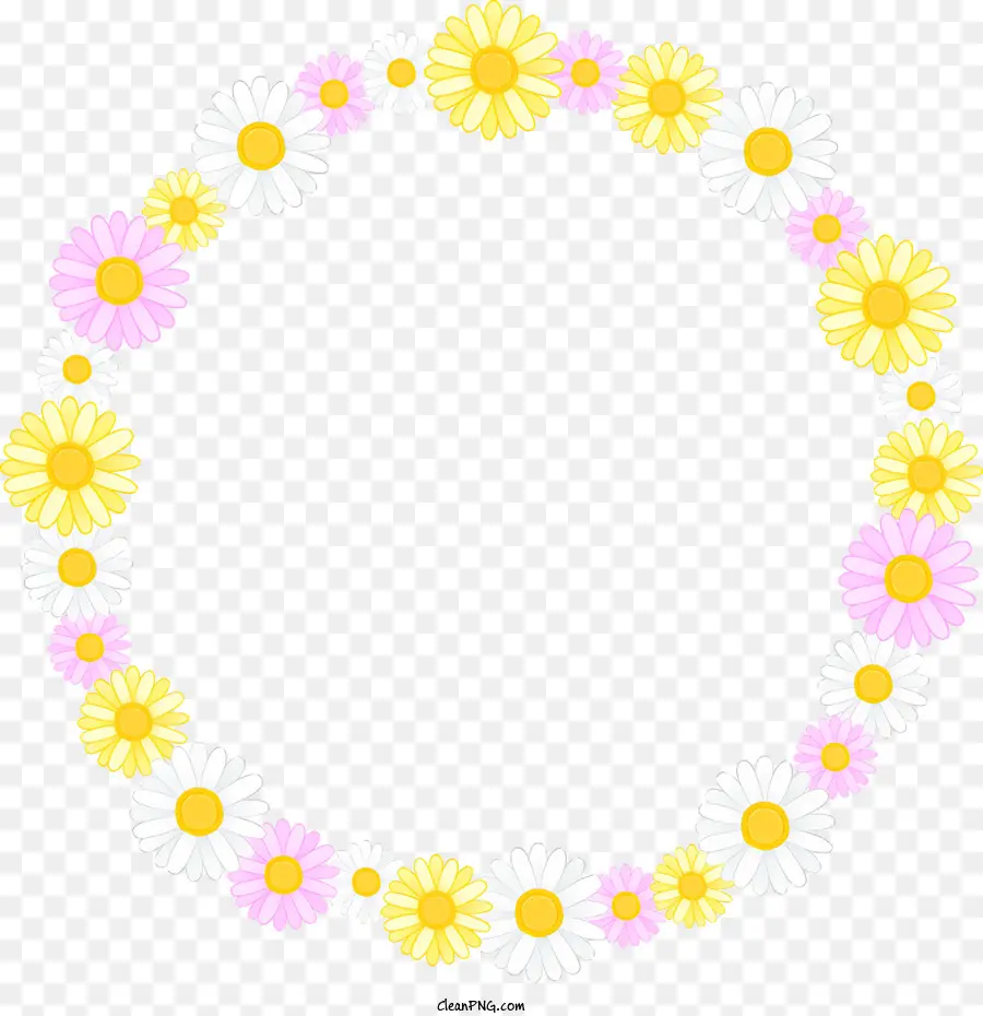 Цветочный круг круга，Дейзи венок PNG