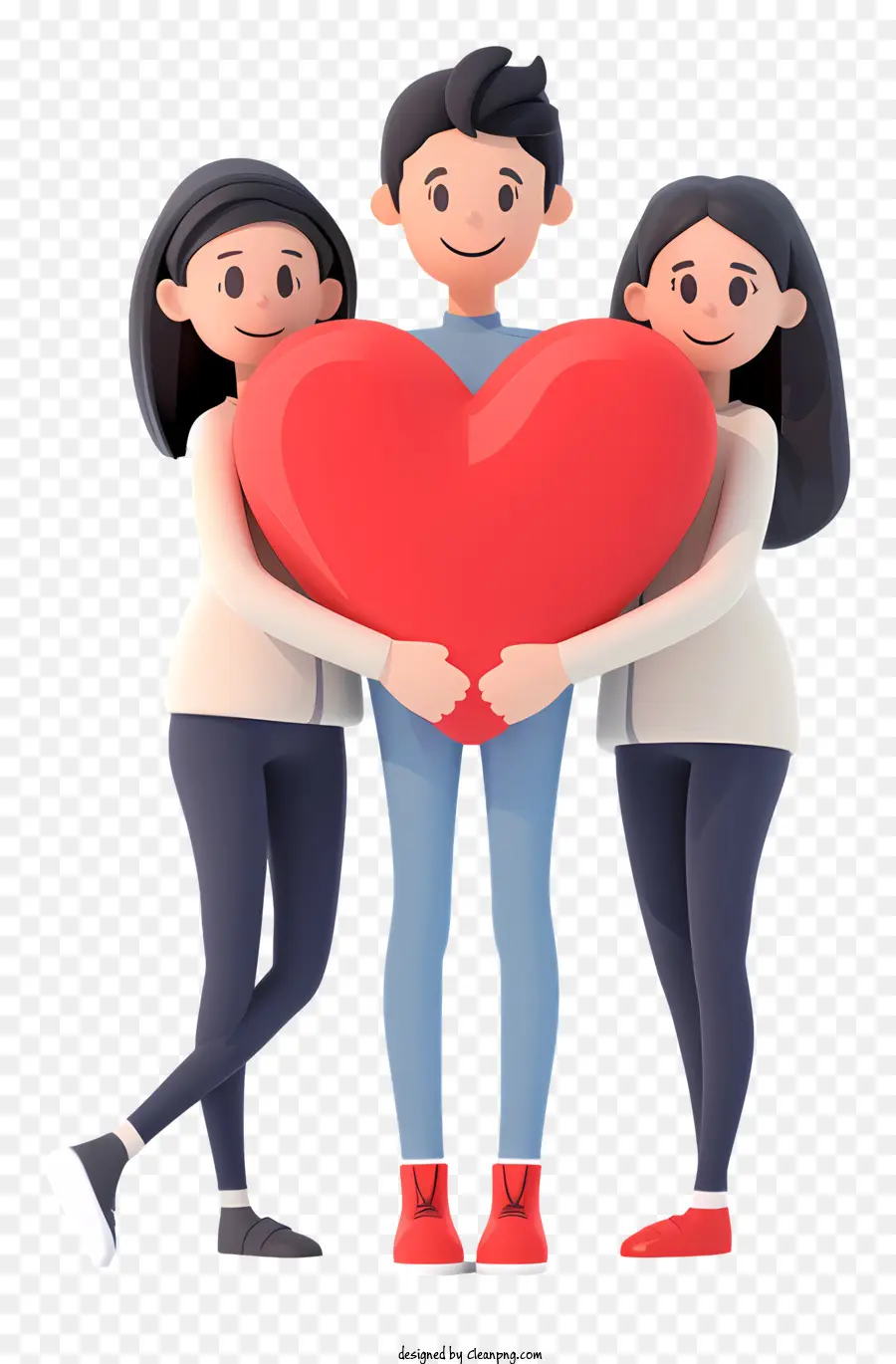 Cartoon 3d люди с любовью сердцем，3d иллюстрация PNG