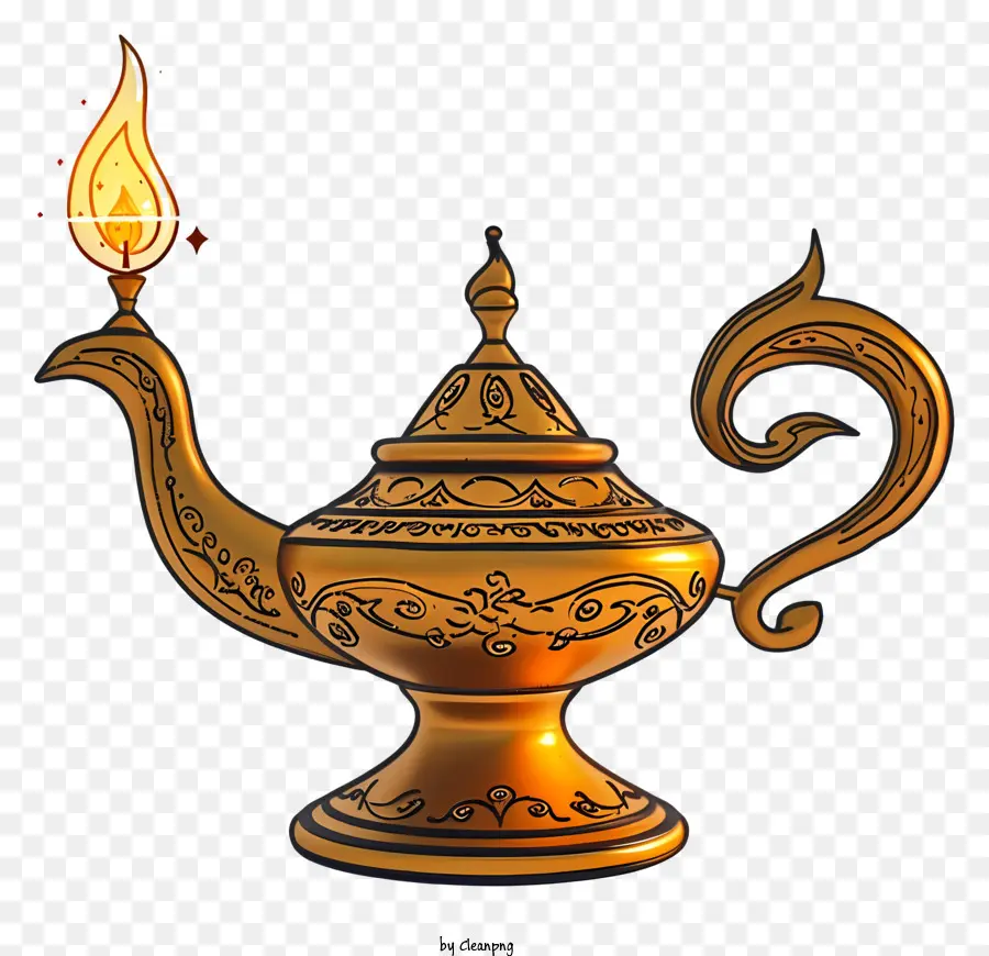 Волшебная лампа иллюстрирует，Золотая лампа PNG