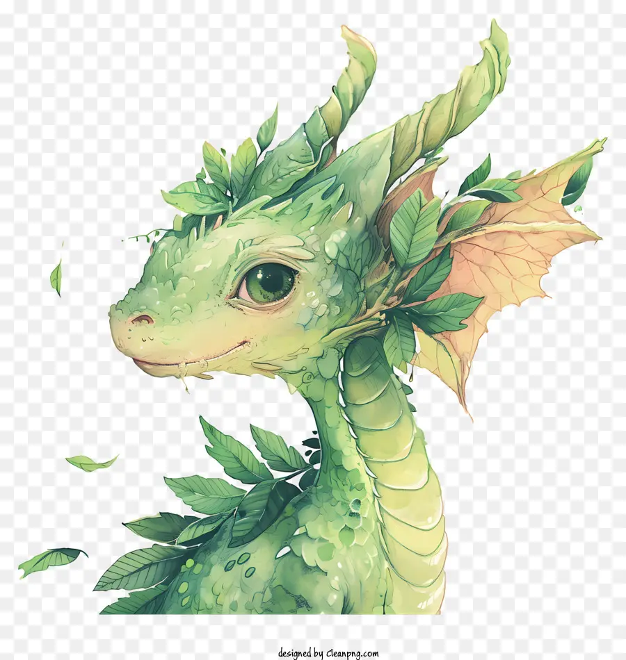 зеленый дракон，листья PNG