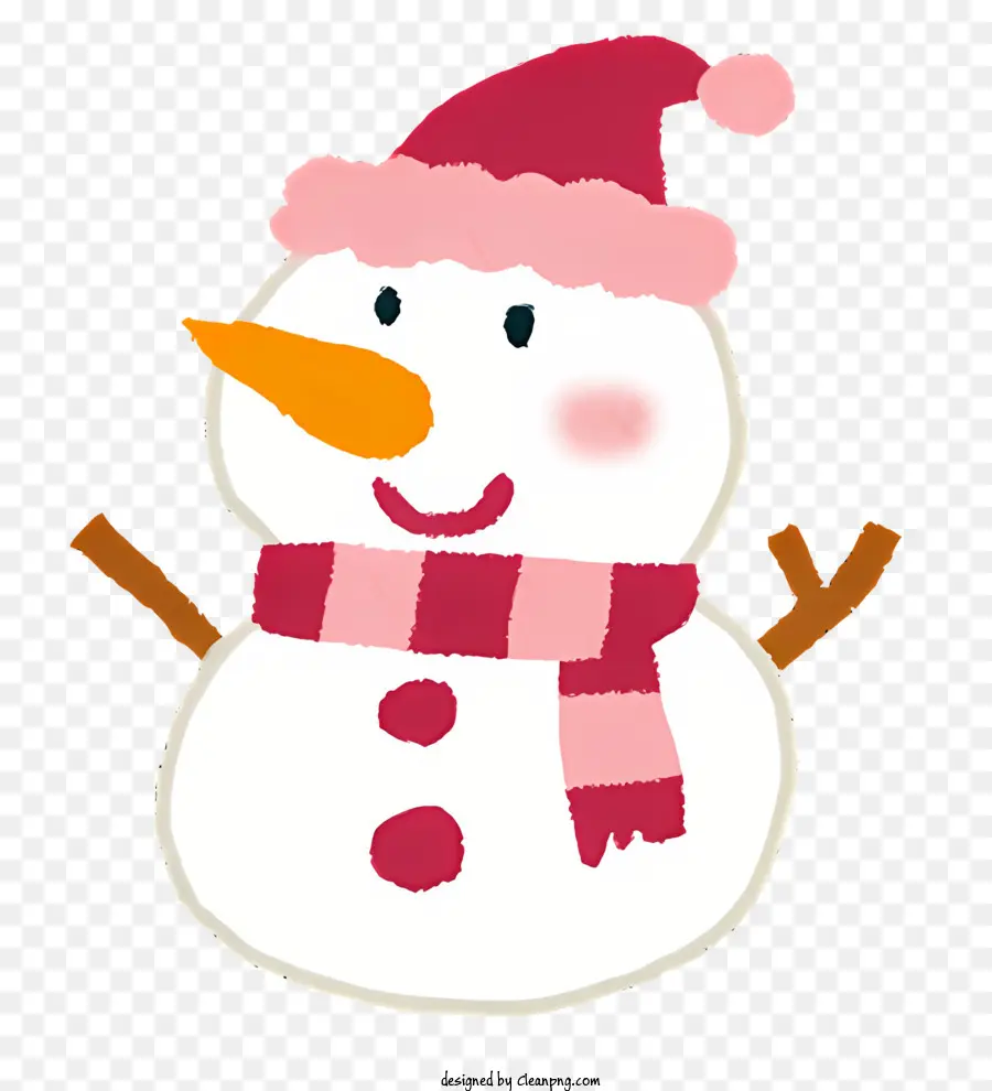 Снеговик，розовый шарф PNG