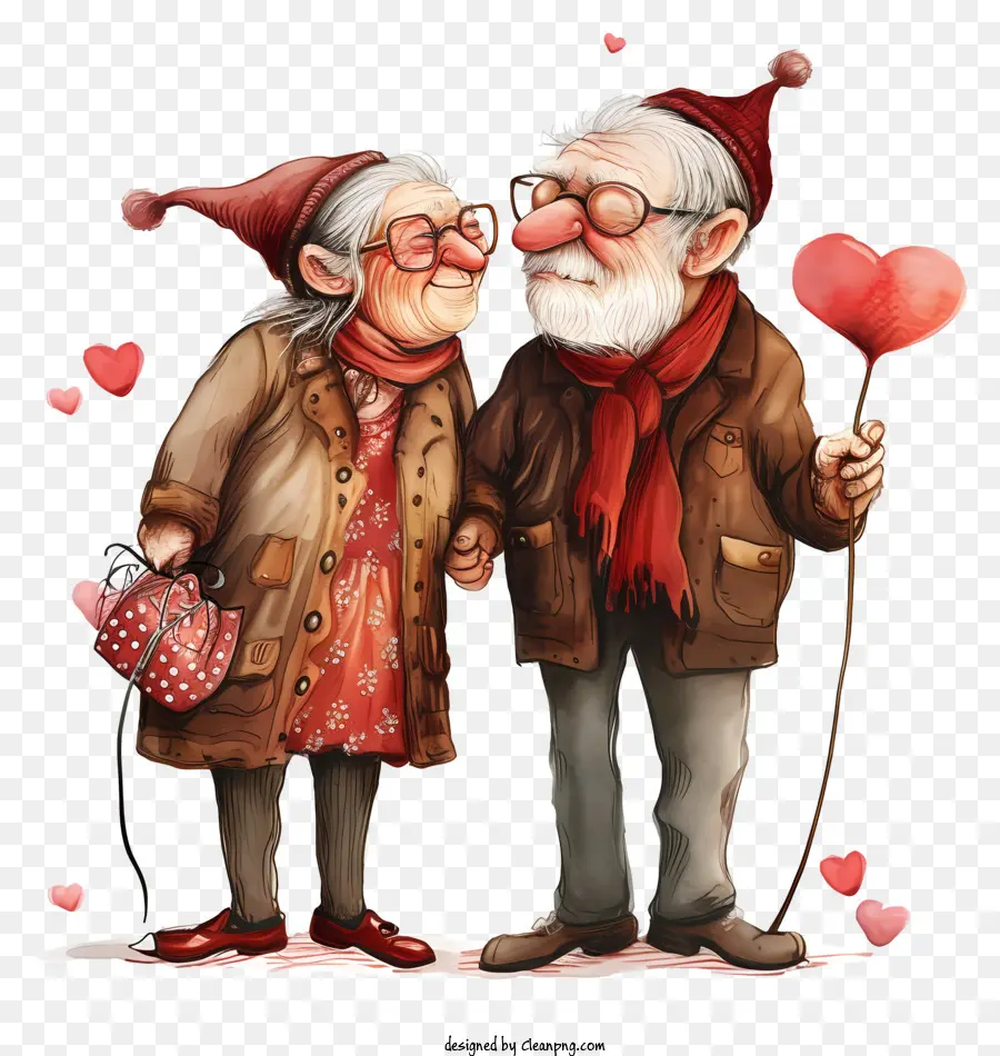 Valentines Day，пожилая пара PNG