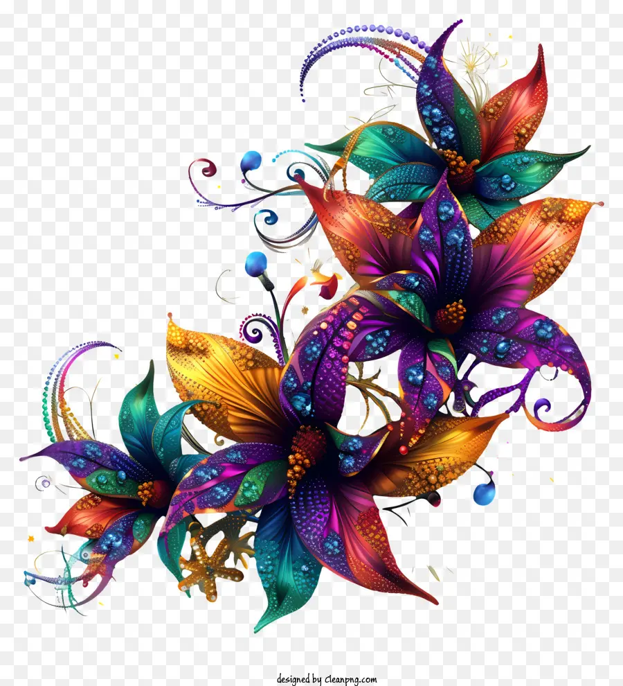 Цветочное искусство Mardi Gras，цветочный дизайн PNG
