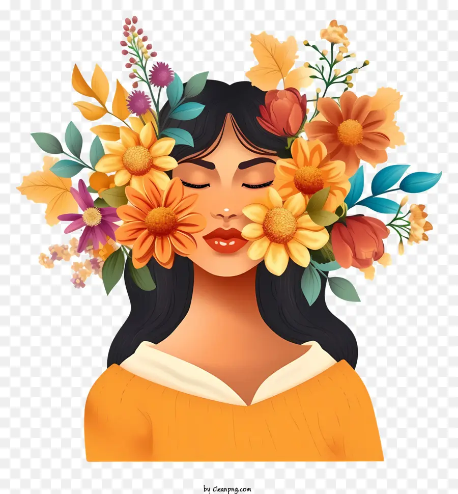 Женщина и цветы смайлики，девушка с цветами PNG