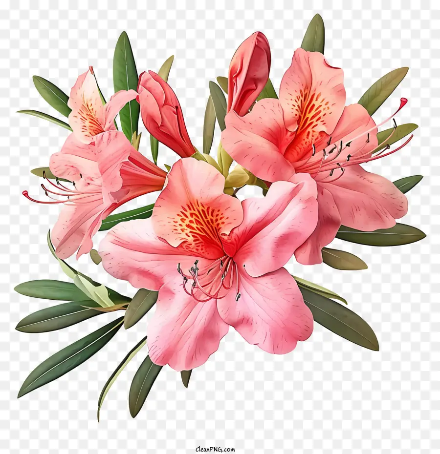 в стиле романтической иллюстрации，Элегантный цветок азалии PNG