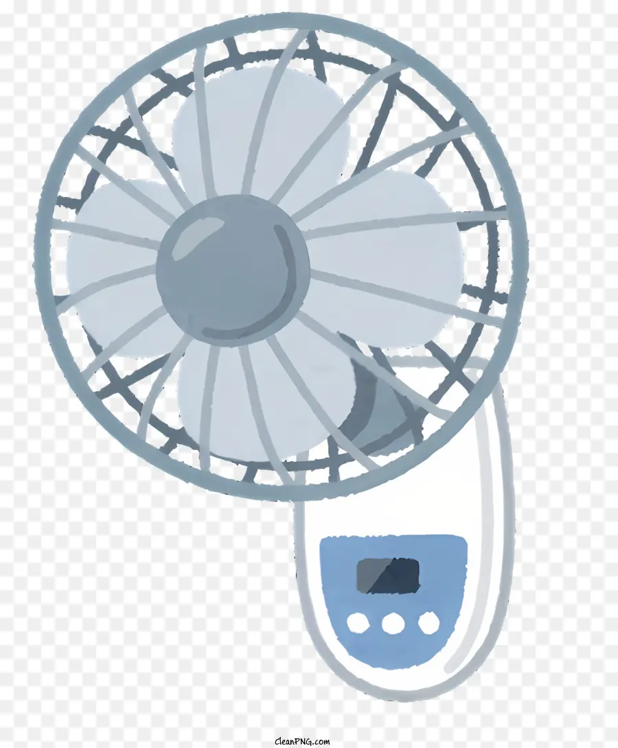 Настенный вентилятор，Белый вентилятор с голубыми лезвиями PNG