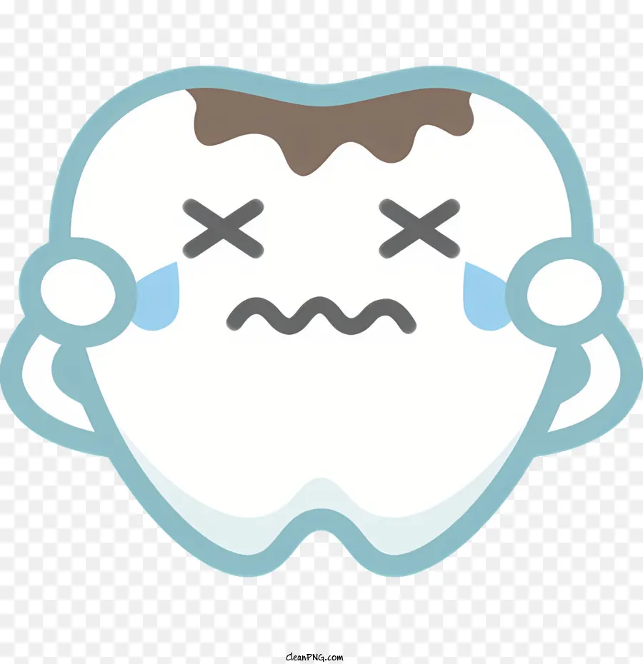 зуб，грустный зубной мультфильм PNG