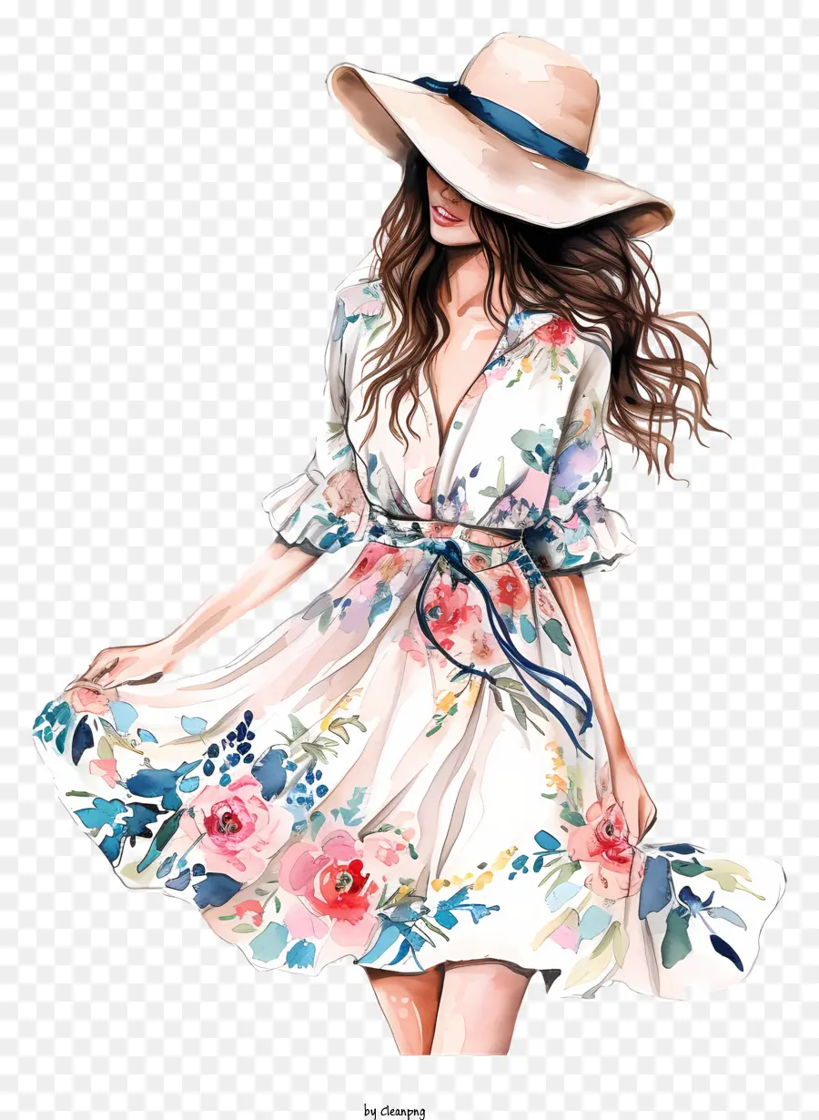 День одевания，платье с цветочным принтом PNG