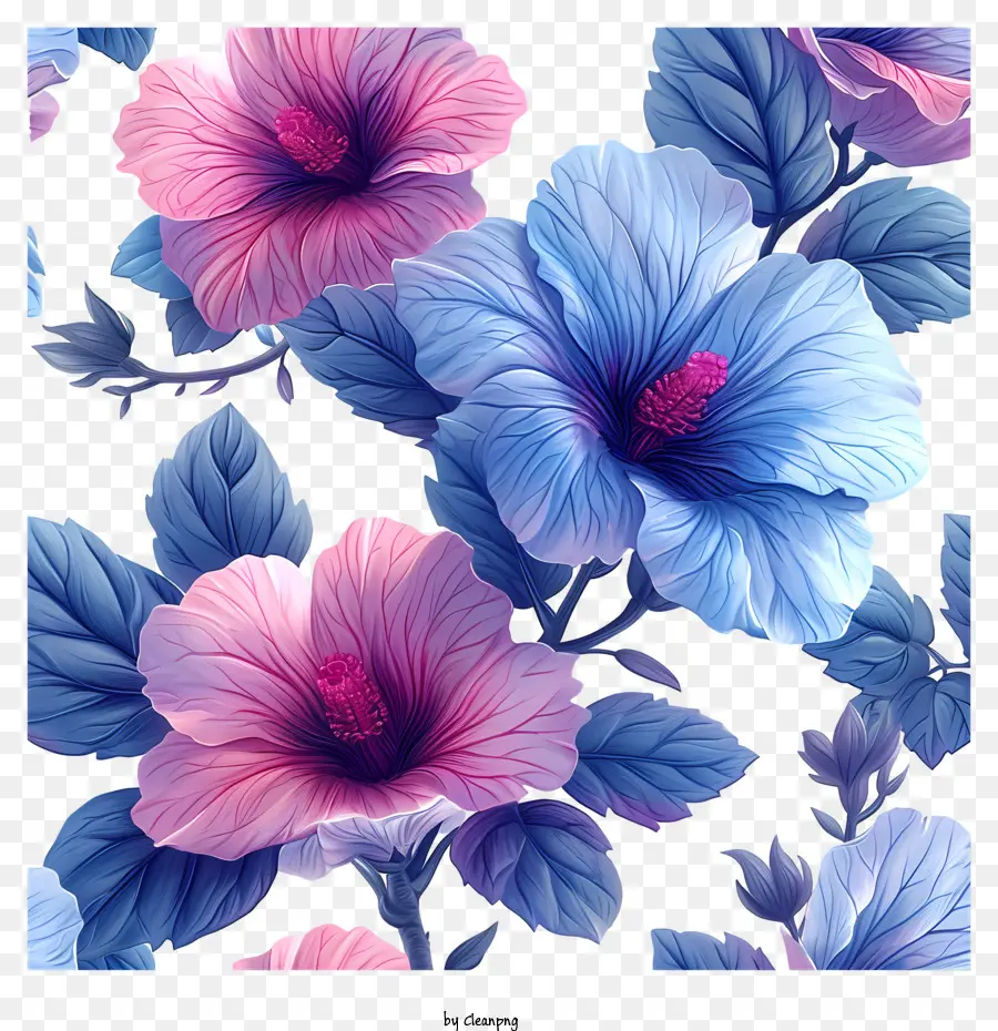 Цветочный рисунок фон，цветы гибискуса PNG