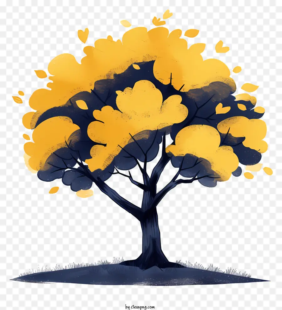Дерево，желтые листья PNG
