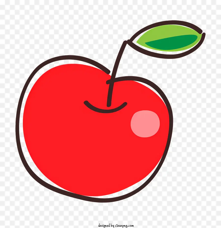 красное яблоко，зеленый лист PNG