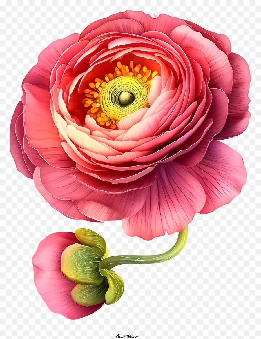 Элегантная икона цветов ранункулуса，розовый цветок PNG