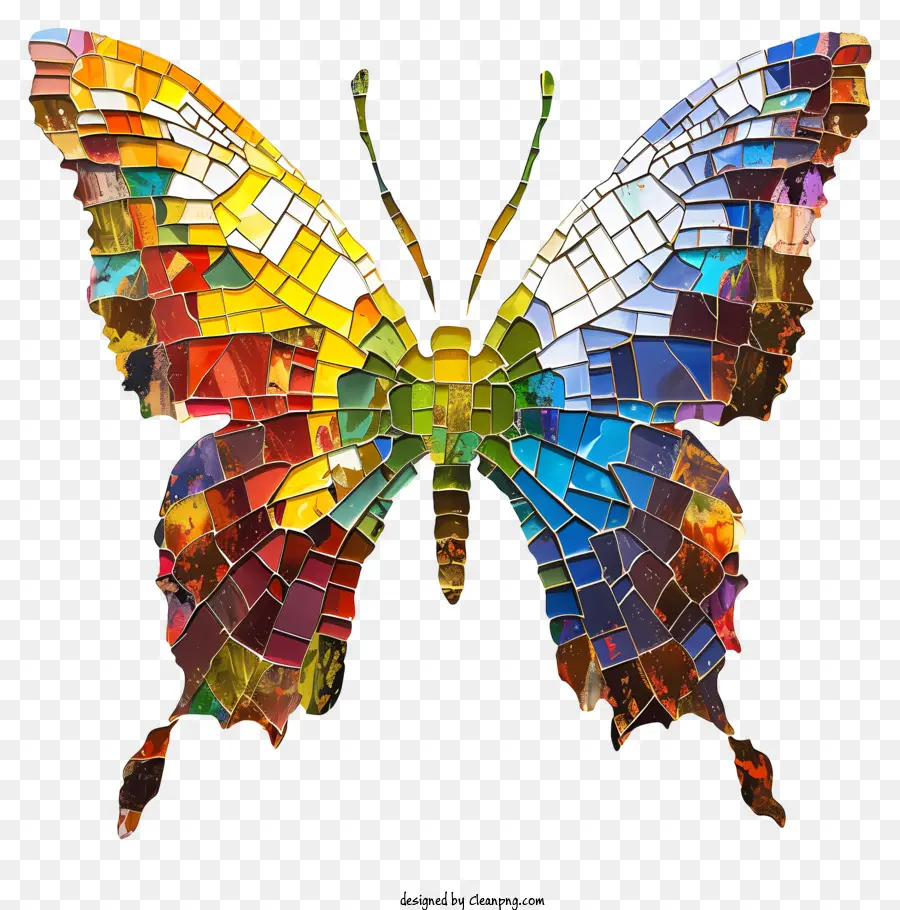 Узнайте о Дне бабочек，мозаика бабочка PNG