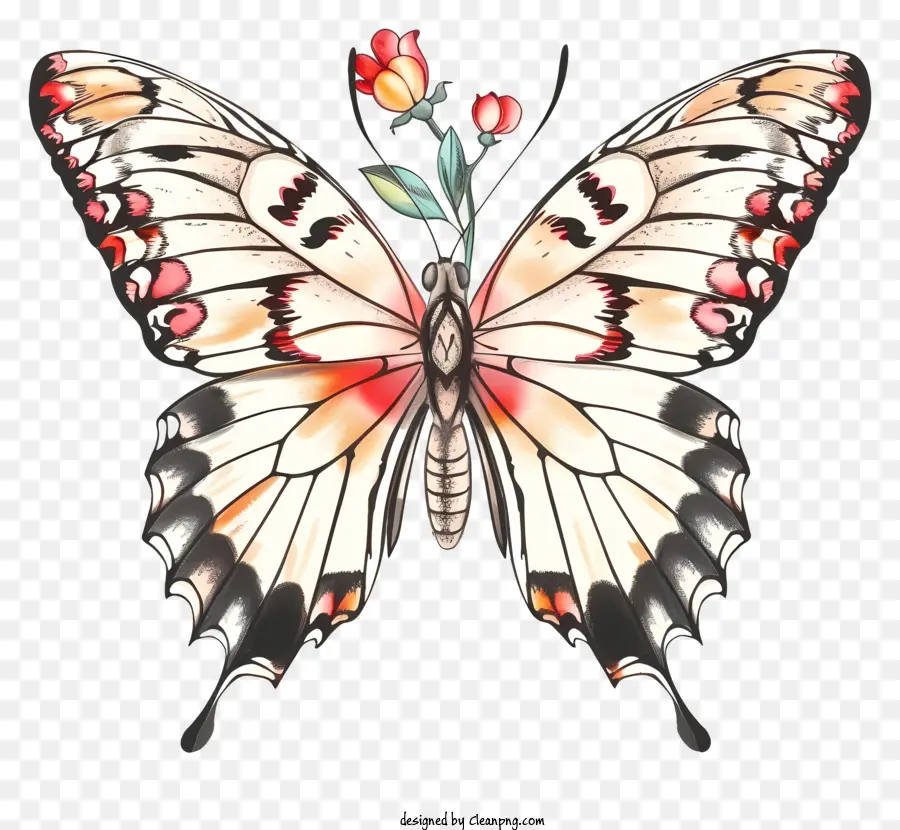 подробные иллюстрации，Элегантная бабочка PNG
