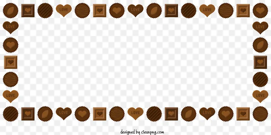 Шоколадная рама，Шоколадные сердца PNG