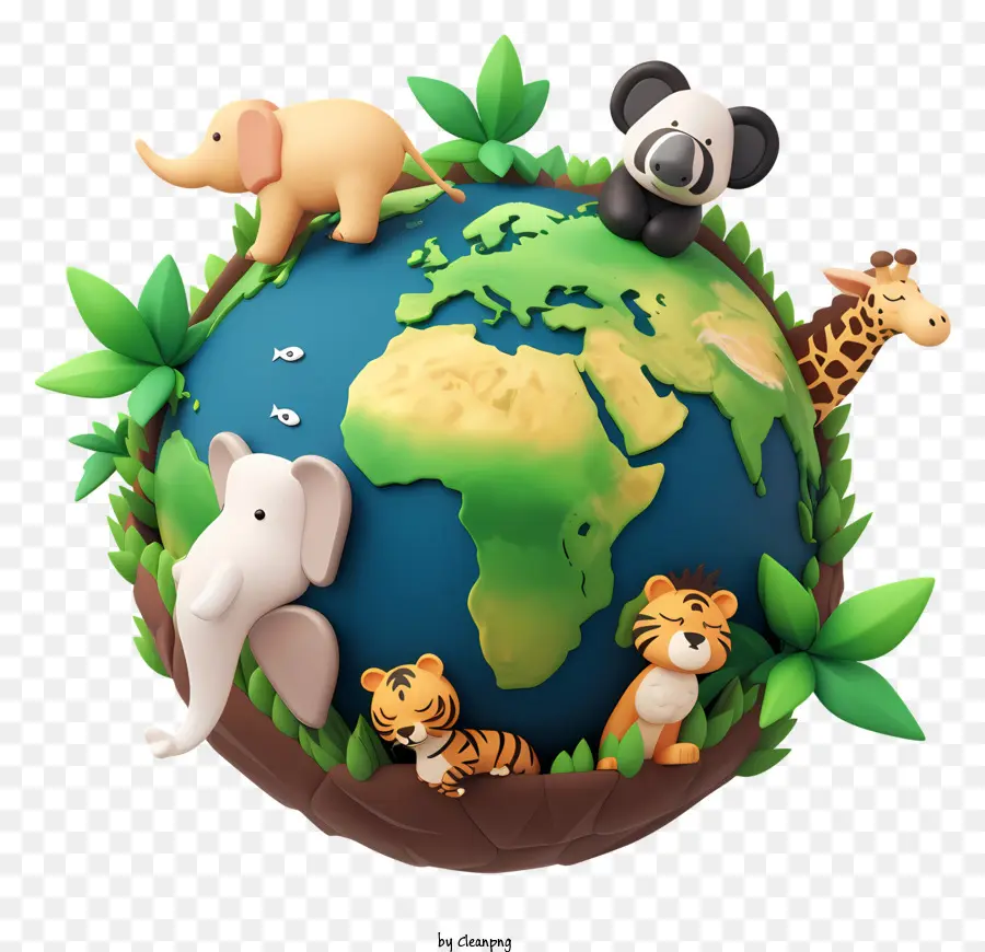 Мировой день дикой природы，планета с животными PNG