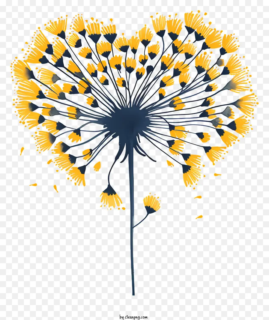 Сердечный одуванчик，желтый цветок PNG
