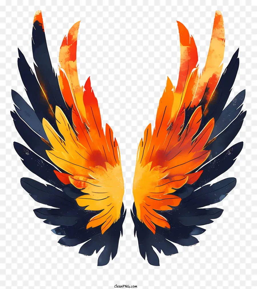 огненные крылья，пернатые крылья PNG