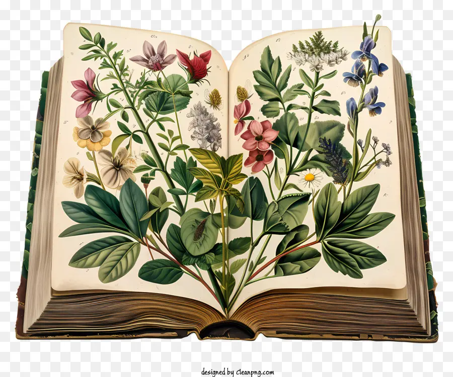 открытая книга，Типы цветов и растений PNG