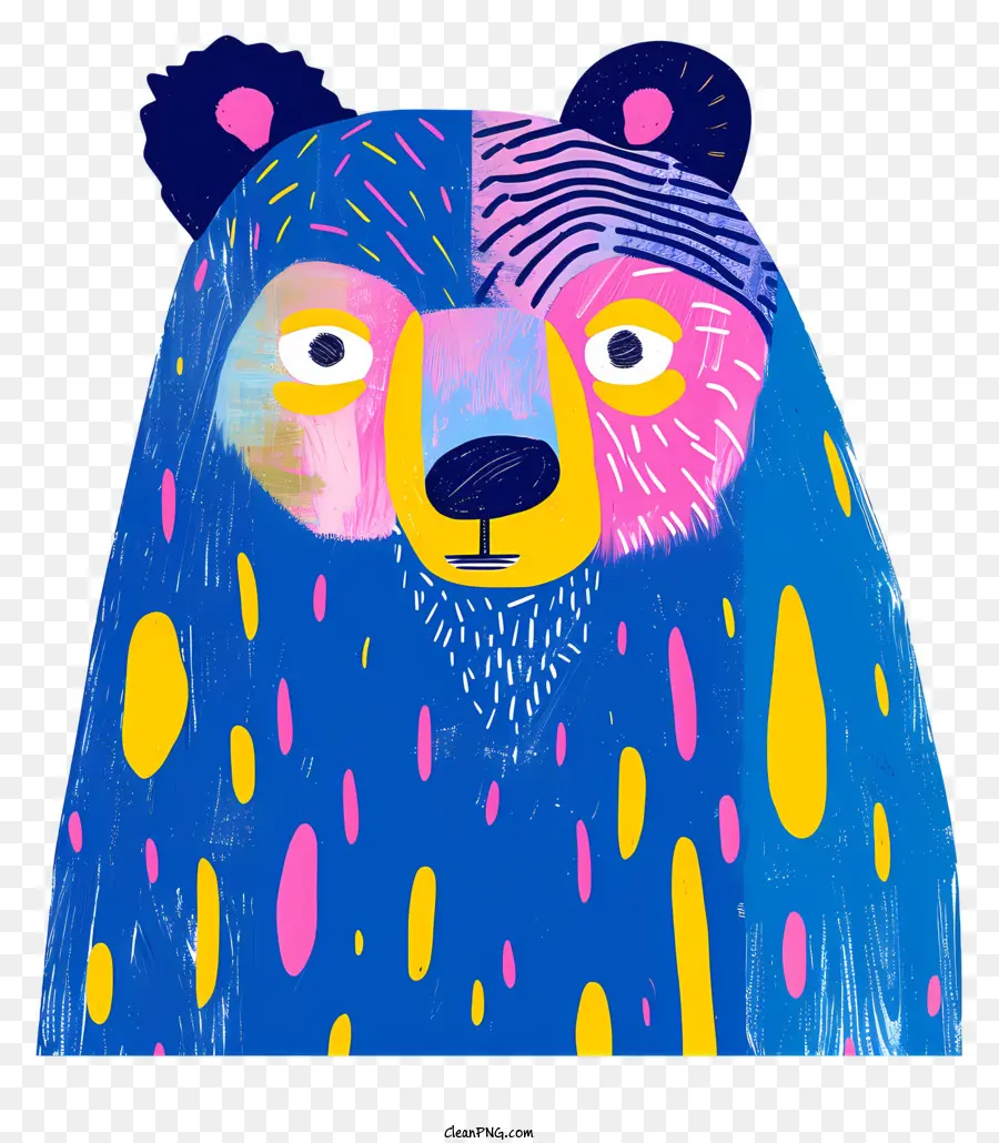 синий медведь，красочная живопись PNG