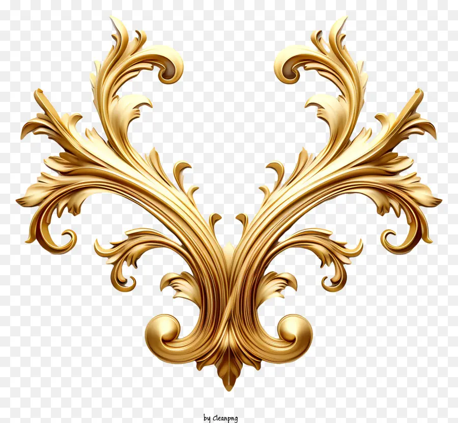 Винтажная каркас барокко，Золотой цветочный дизайн PNG