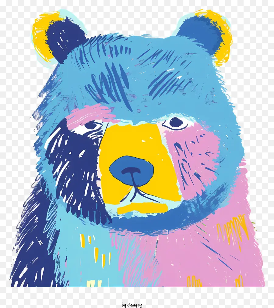 синий медведь，красочная живопись медведя PNG