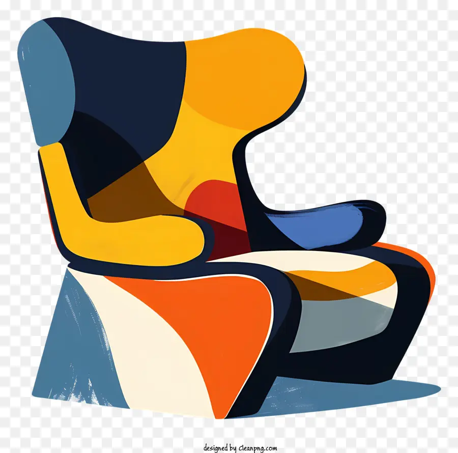 современный стул，апельсиновый и синий стул PNG