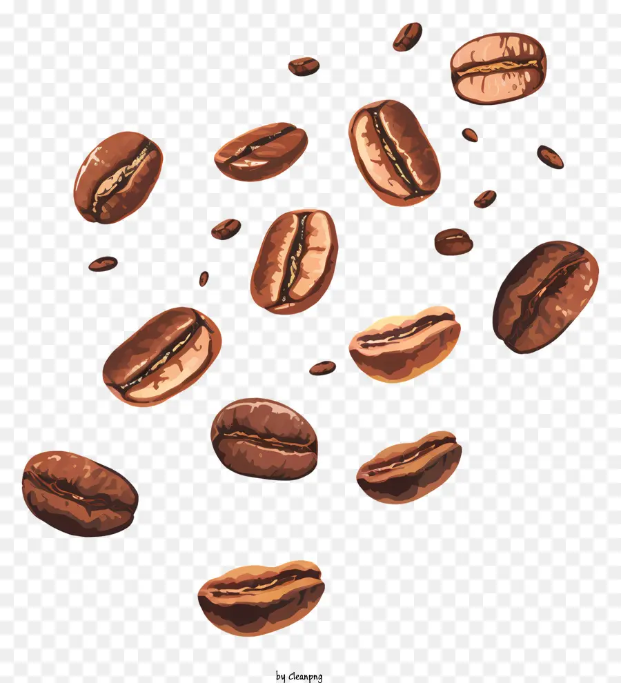 Летающие кофейные зерна，кофе в зернах PNG
