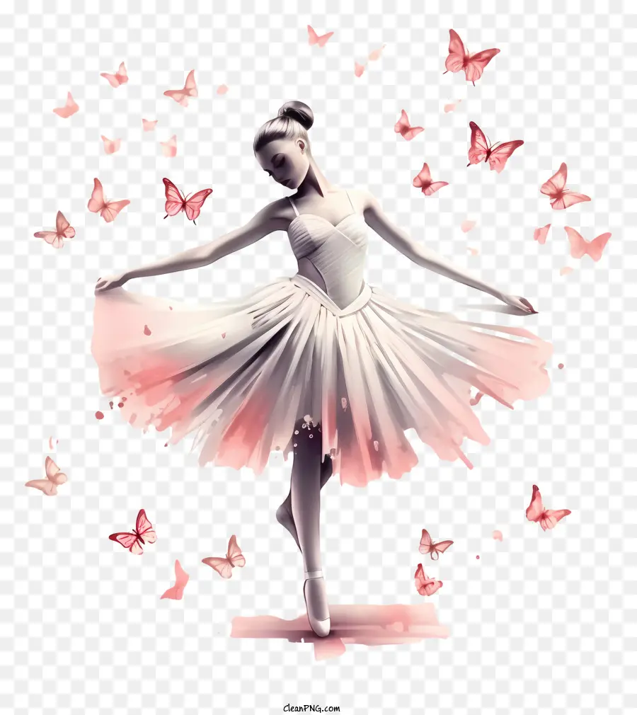 Элегантная балерина，белое балетное платье PNG