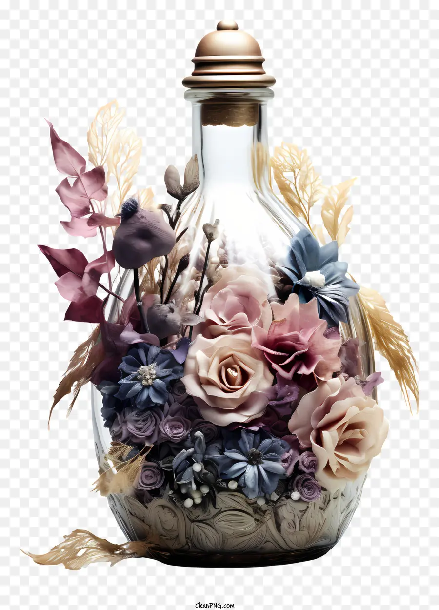 Сухое цветочное стекло，цветочная композиция PNG