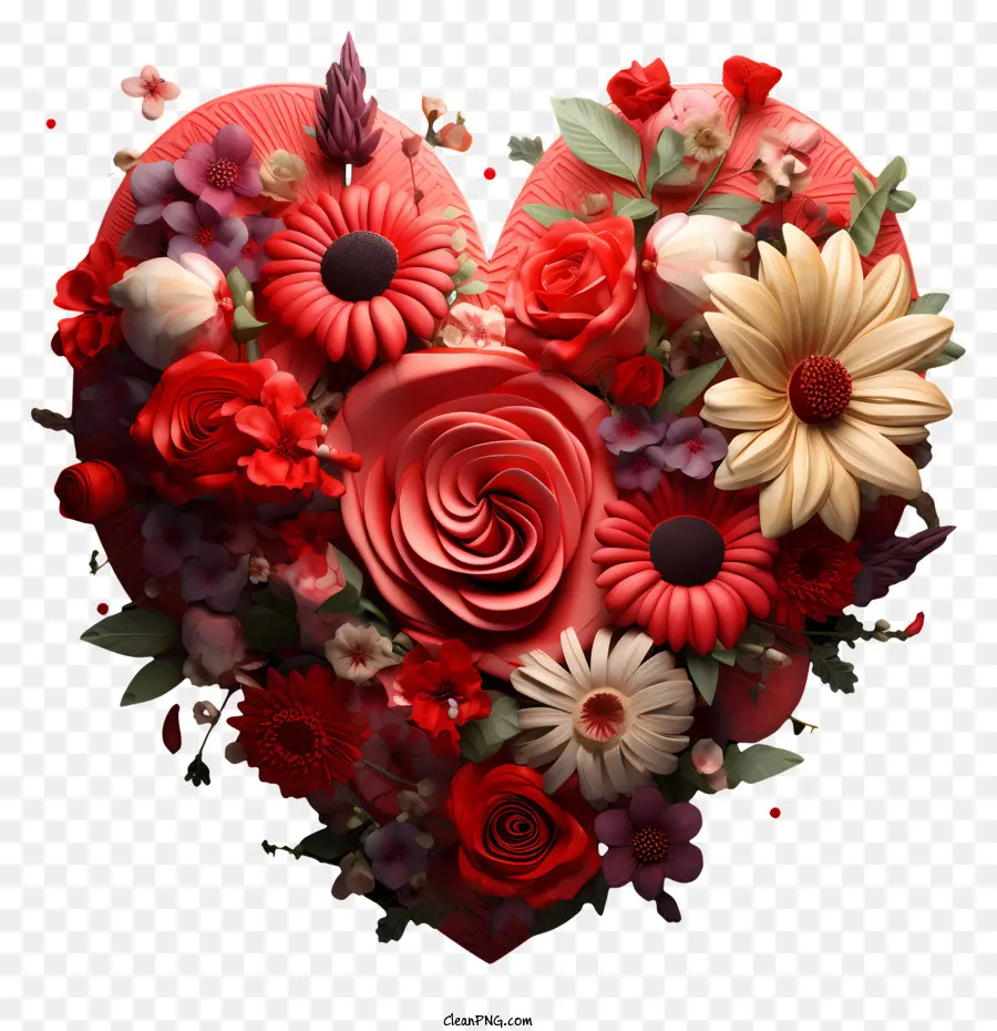 Сердце цветы，розы PNG