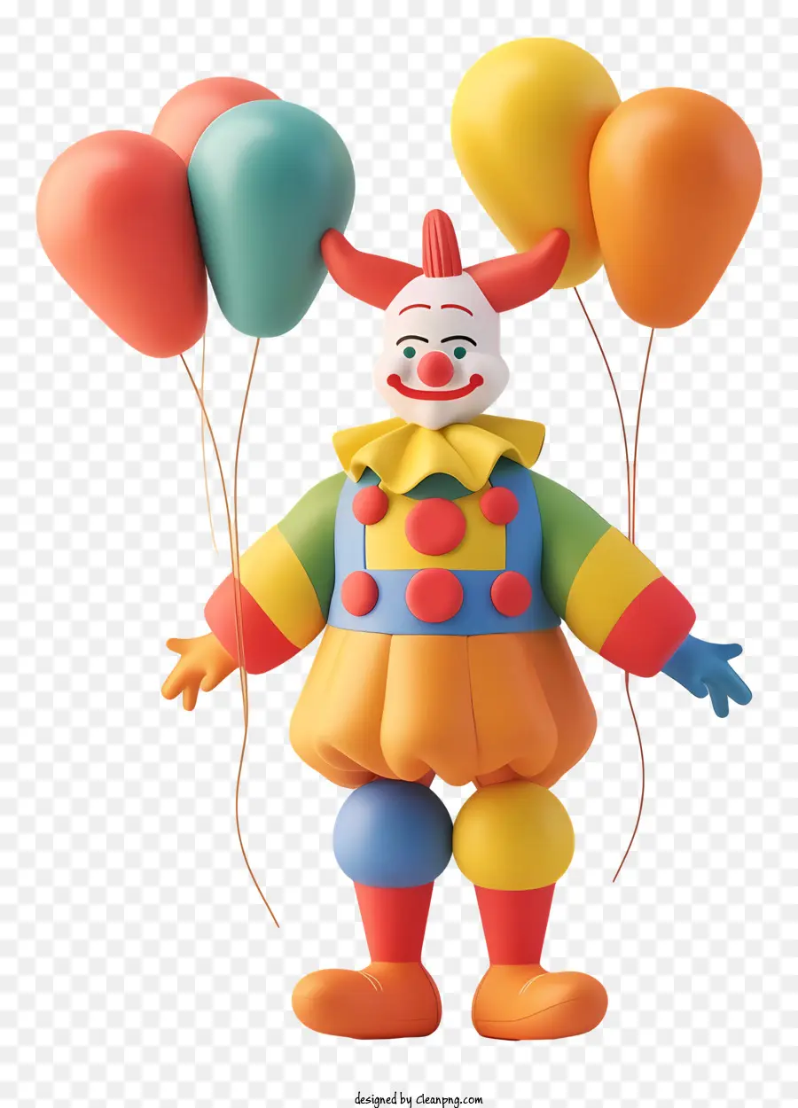 клоун с воздушными шарами，фигурка PNG