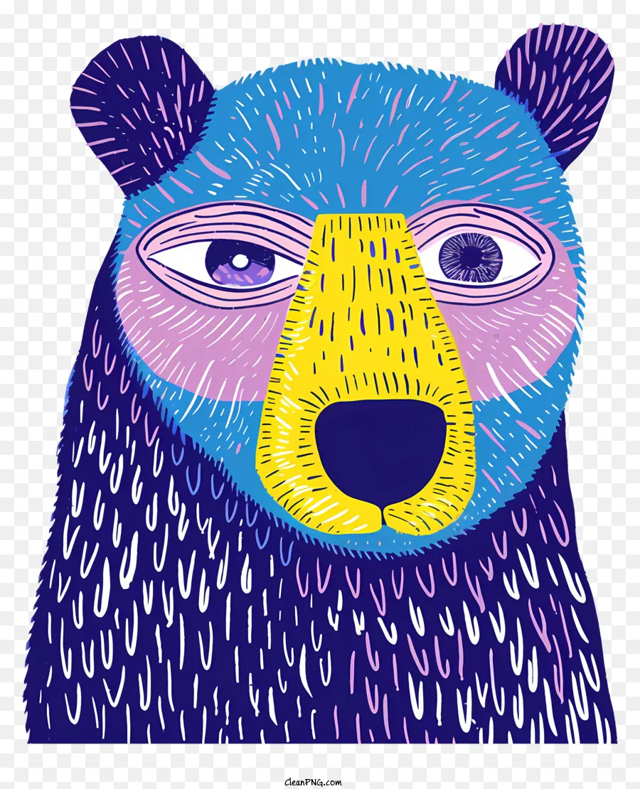 синий медведь，Седать синим и желтым мехом PNG