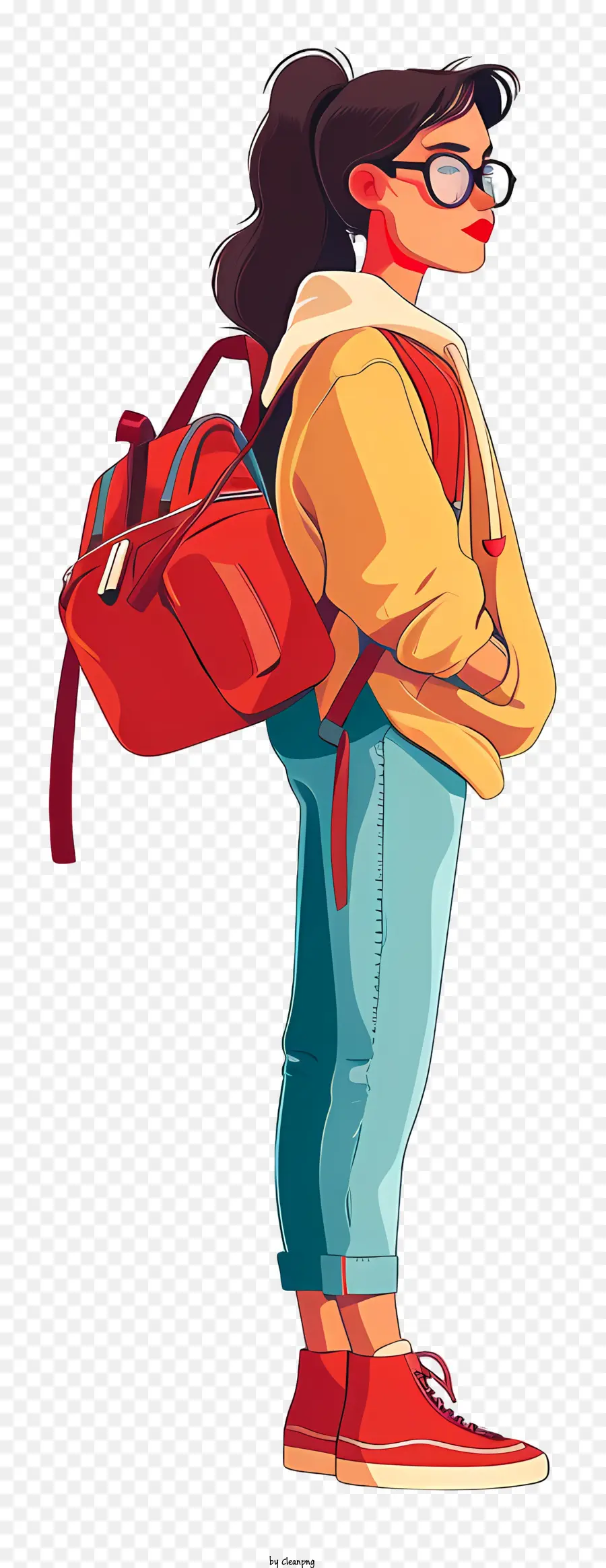 Девушка из колледжа с сумкой，Женщина в очках PNG