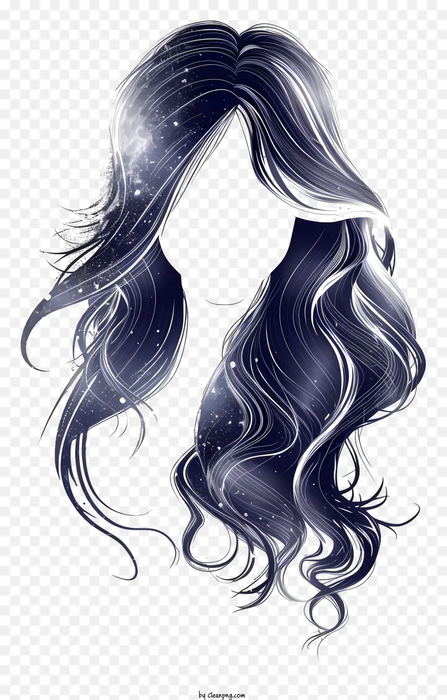 парик，длинные распущенные волосы PNG