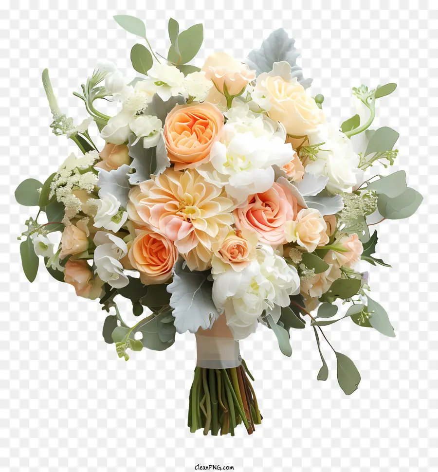 Свадебный цветок букет，персик цветы PNG