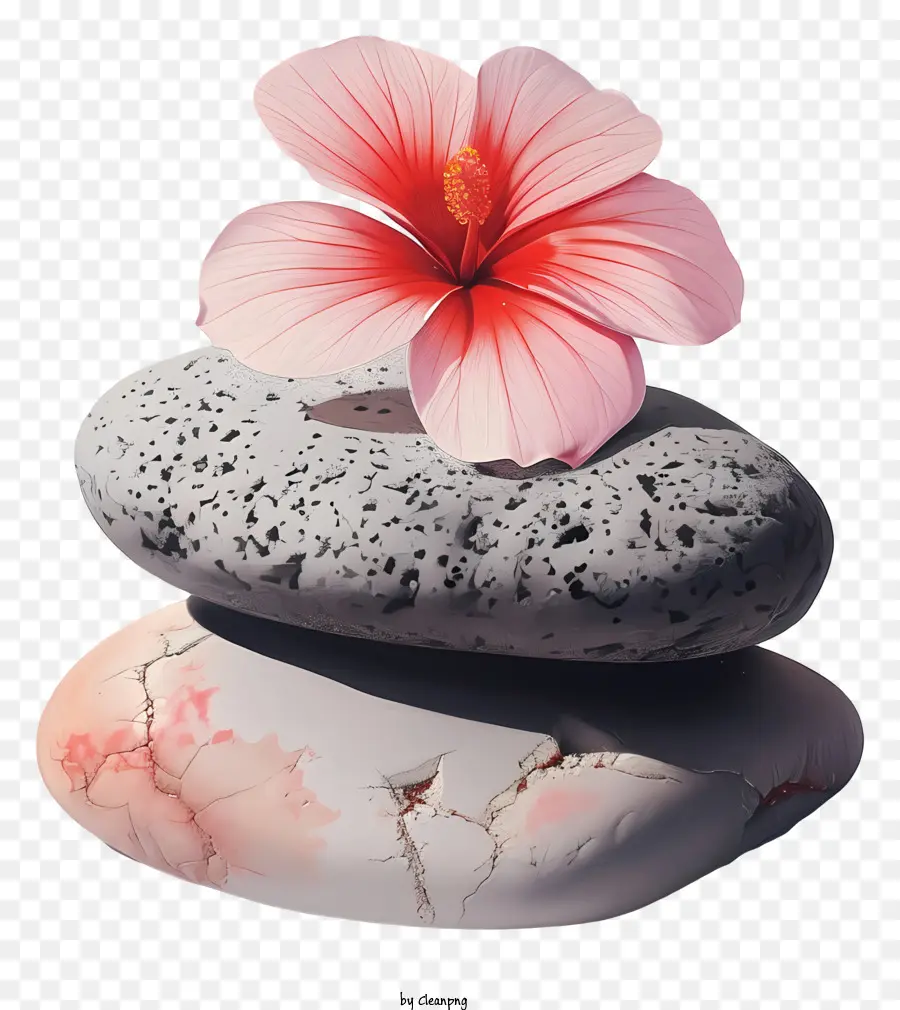 камни，Розовый цветок гибискуса PNG