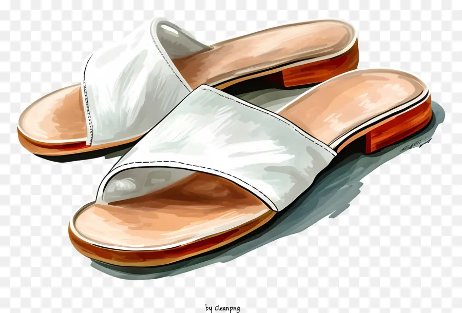 кожаные сандалии，Белые сандалии PNG
