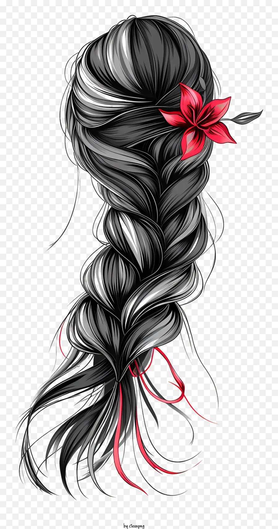 плетенный парик волос，женщина голова PNG