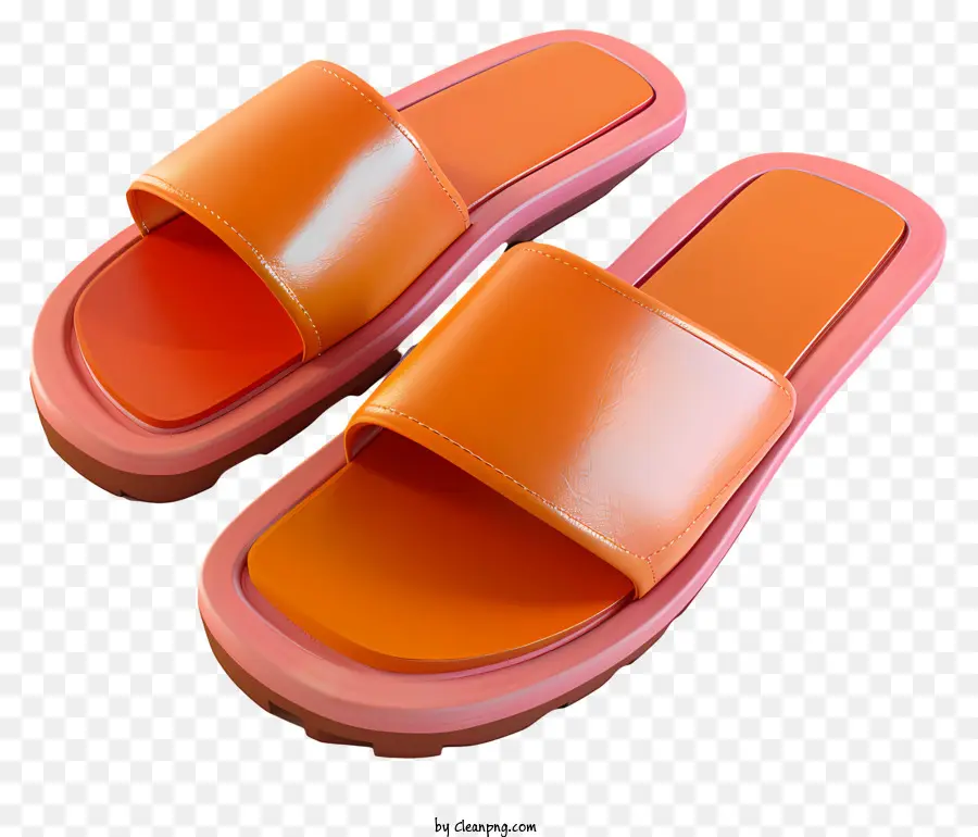кожаные сандалии，Оранжевые тапочки PNG