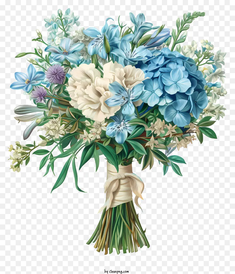 Свадебный цветок букет，синие цветы PNG