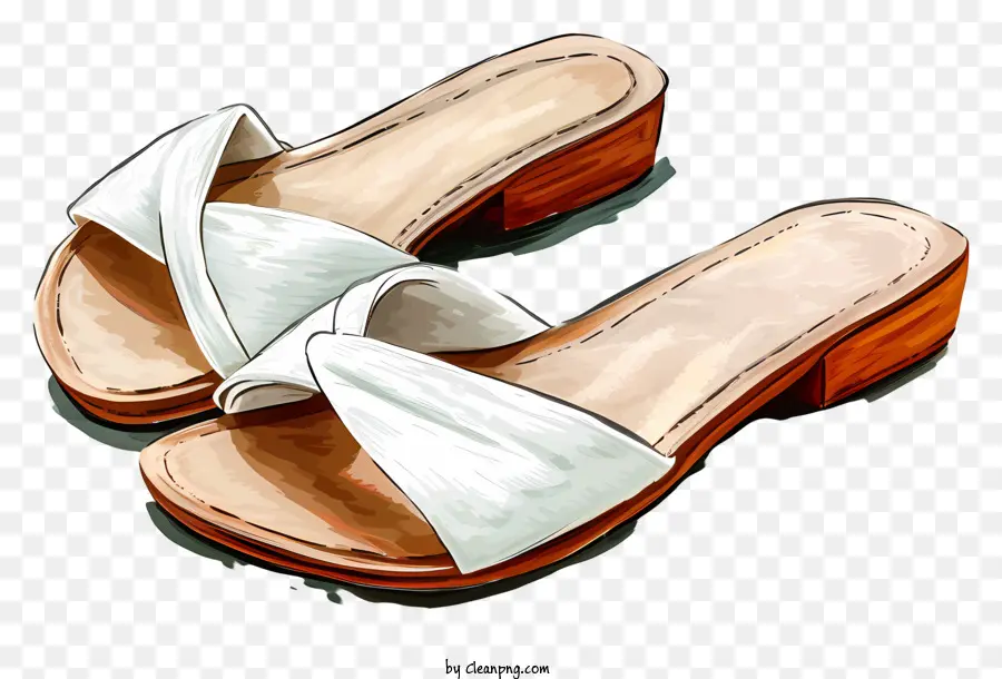 босоножки，белые кожаные сандалии PNG