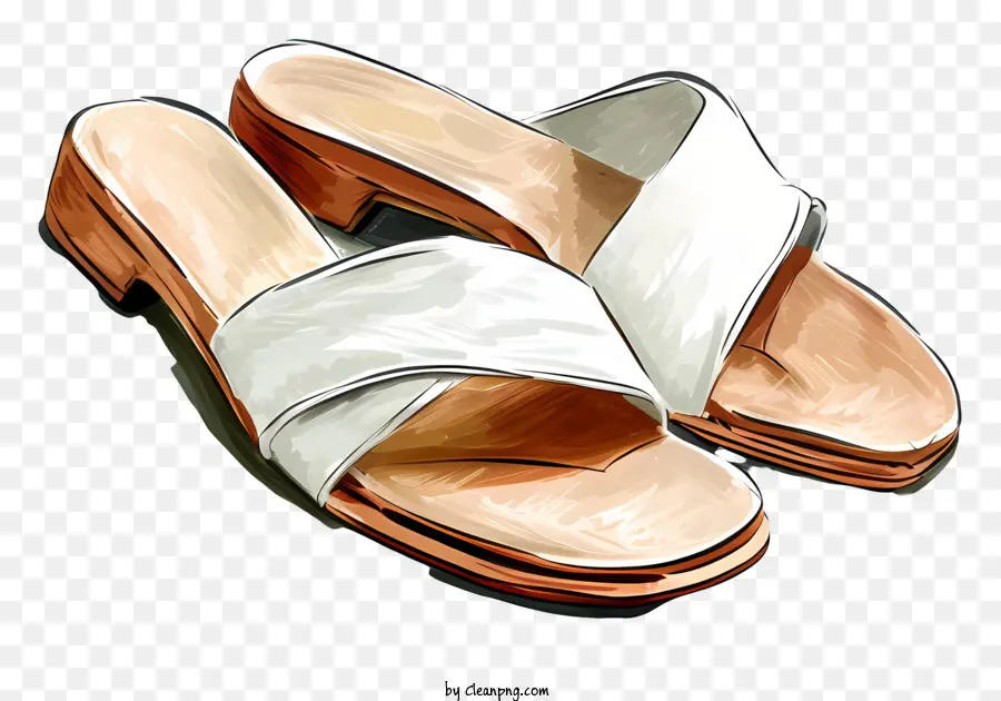 кожаные сандалии，Белые сандалии PNG