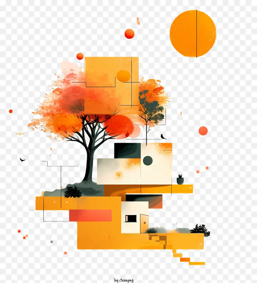 Дерево архитектуры，Абстрактное искусство PNG