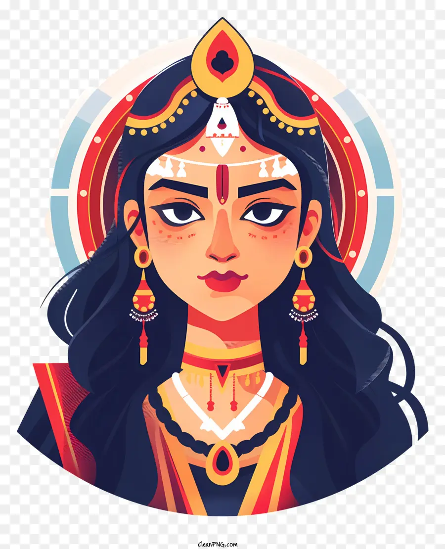 индуистская богиня，Девушка с длинными черными волосами PNG