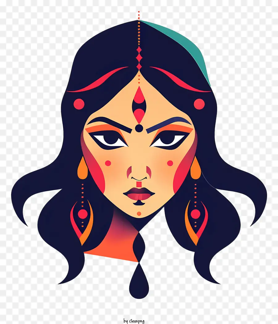 индуистская богиня，Женщина с длинными черными волосами PNG