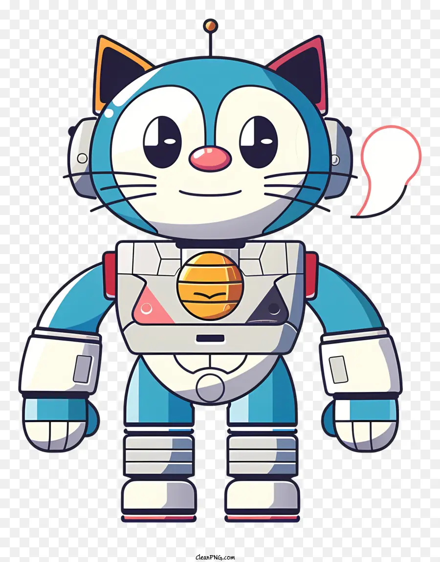 Кот робот，сине белый робот PNG
