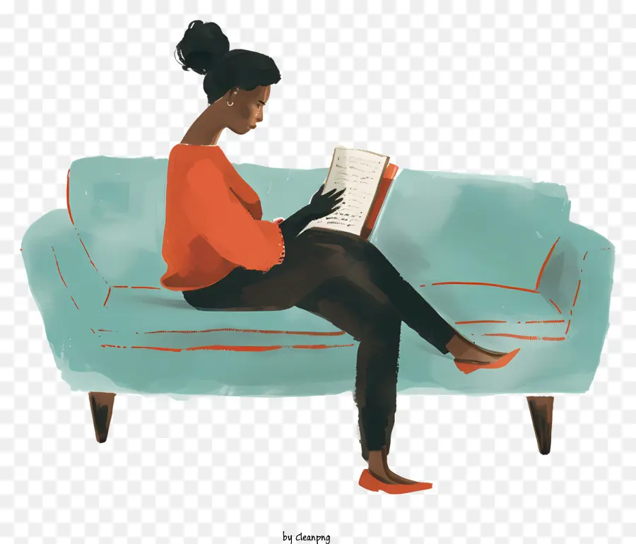 женщина читает，иллюстрации шаржа PNG