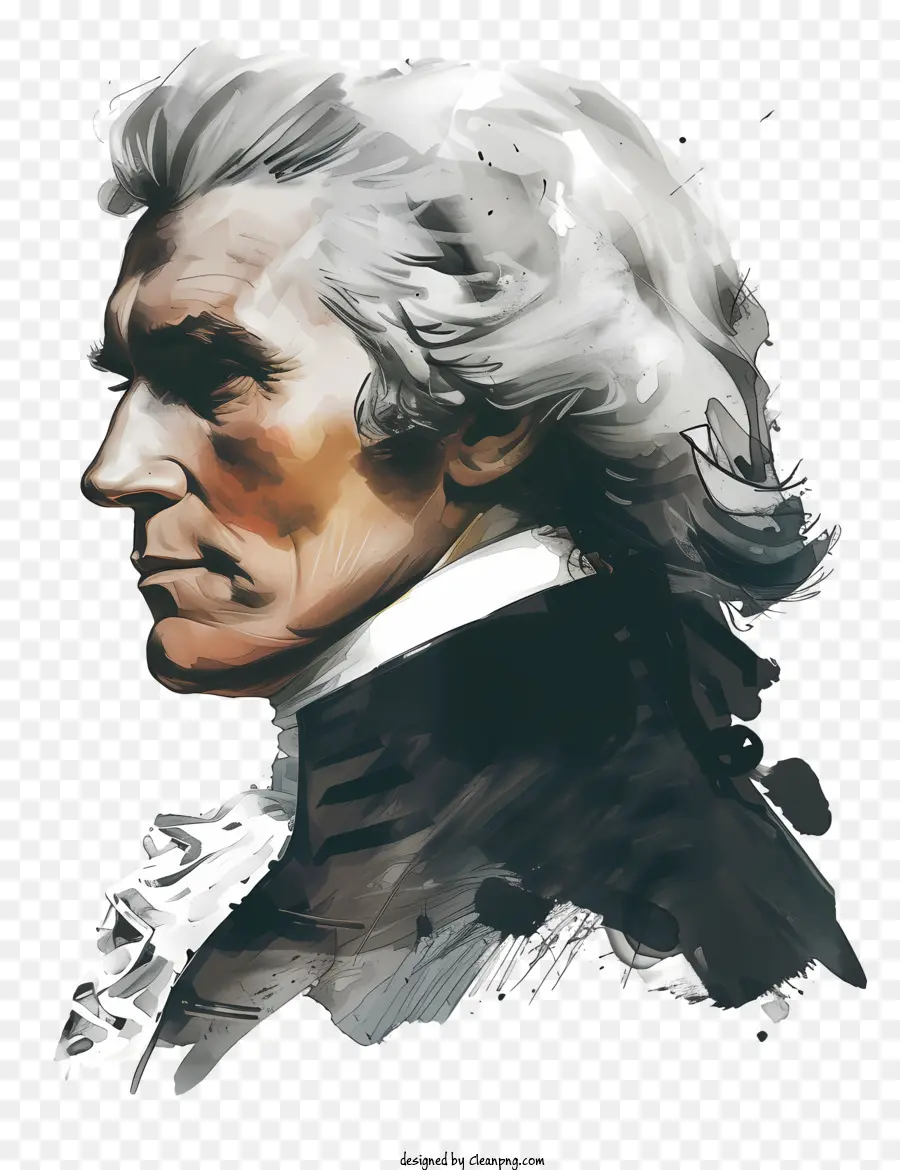 Томас Джефферсон，черно белая живопись PNG