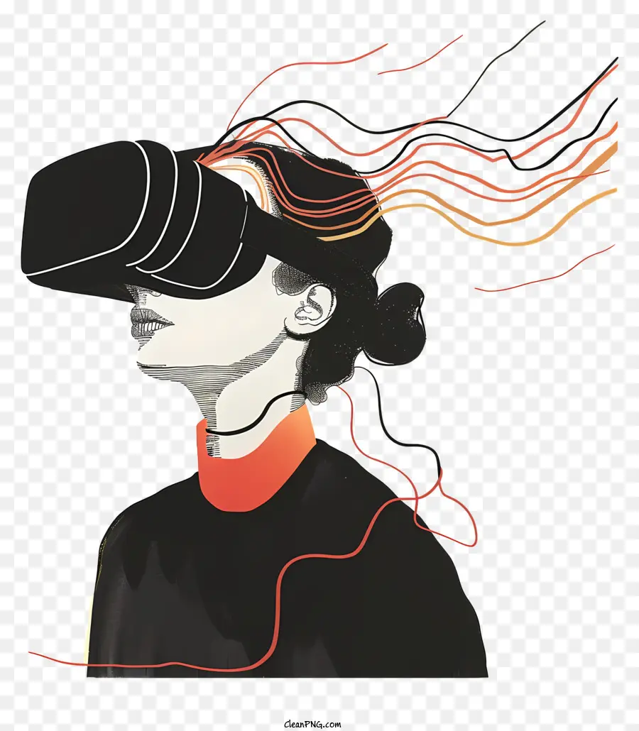 виртуальная реальность，Женщина с длинными рыжими волосами PNG